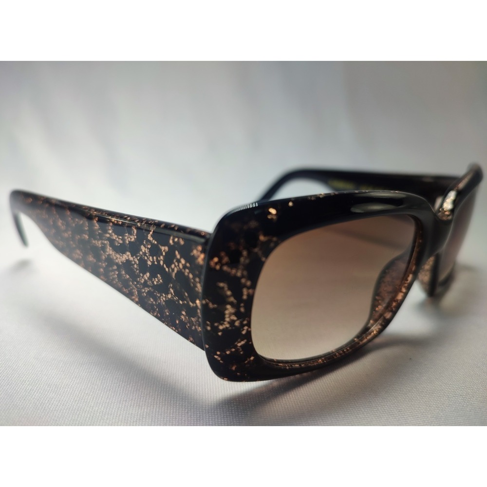 Betsey Johnson BJ858101 Black Gold Glitter Leopard Sunglasses 52.5-19.5-145